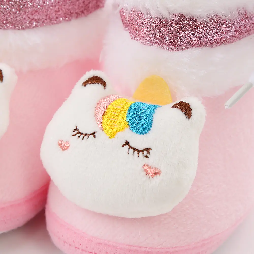 Newborn Fleece Lined Cartoon Baby Shoes Pink 0-1Yr — feature 15