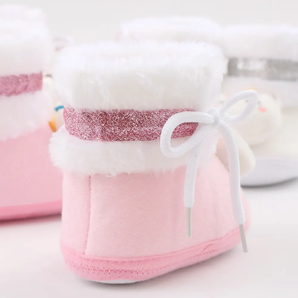 Newborn Fleece Lined Cartoon Baby Shoes Pink 0-1Yr — feature 17