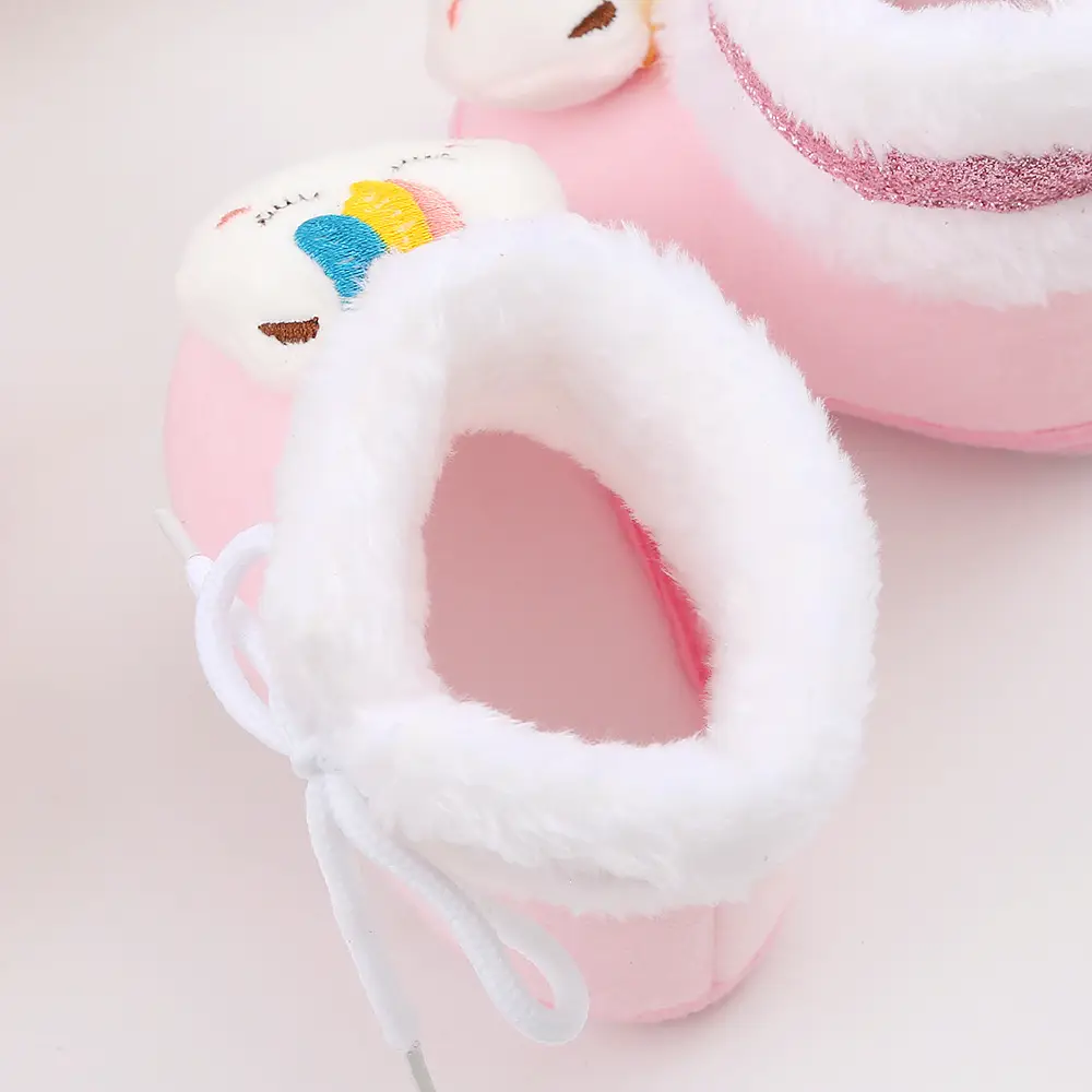 Newborn Fleece Lined Cartoon Baby Shoes Pink 0-1Yr — feature 19