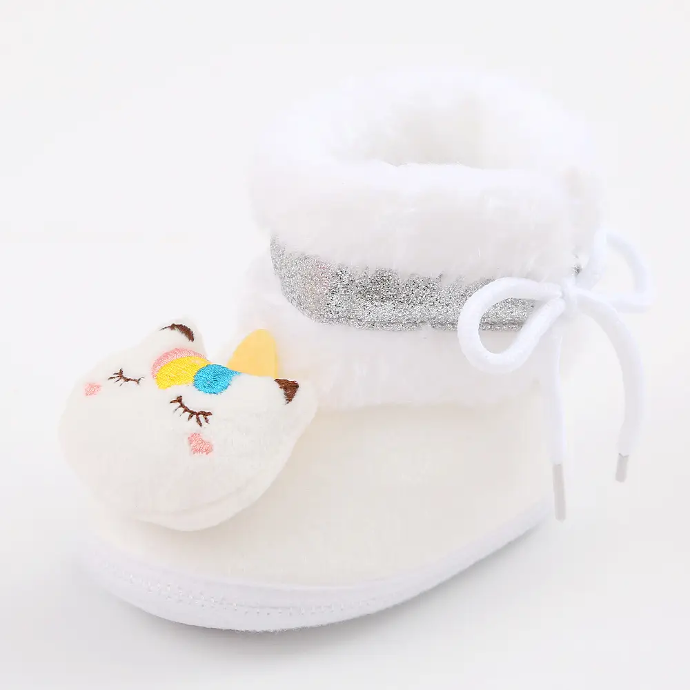 Newborn Fleece Lined Cartoon Baby Shoes Pink 0-1Yr — feature 5
