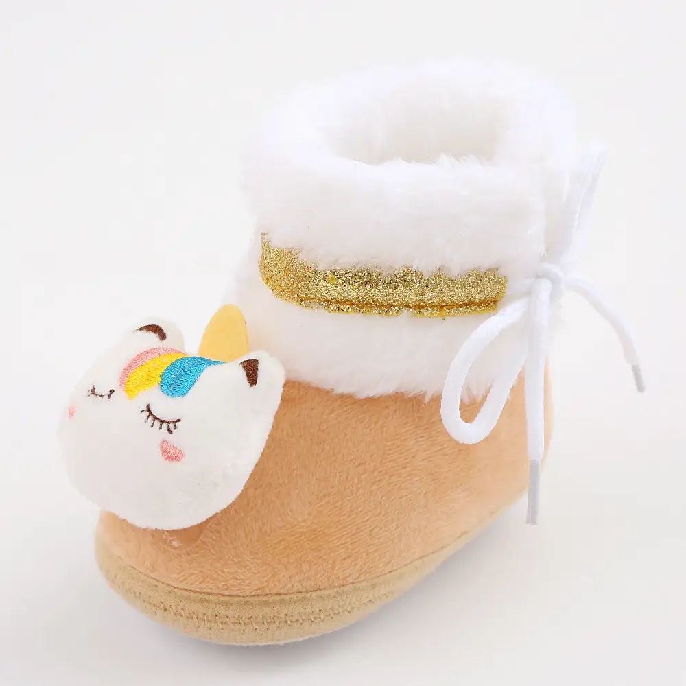 Newborn Fleece Lined Cartoon Baby Shoes Pink 0-1Yr — feature 6