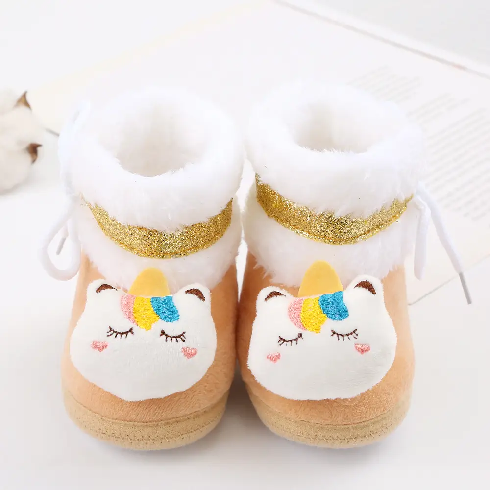 Newborn Fleece Lined Cartoon Baby Shoes Pink 0-1Yr — feature 7