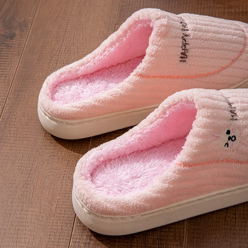 Cotton slippers women's autumn and winter couple home slippers indoor confinement shoes warm cotton shoes non-slip cotton slippers men's winter