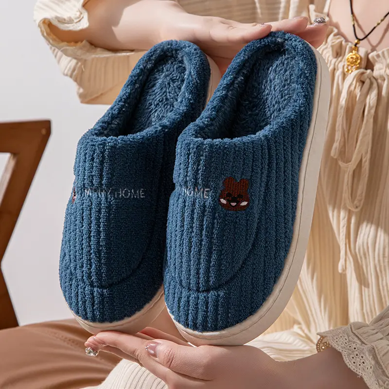 Cotton slippers women's autumn and winter couple home slippers indoor confinement shoes warm cotton shoes non-slip cotton slippers men's winter