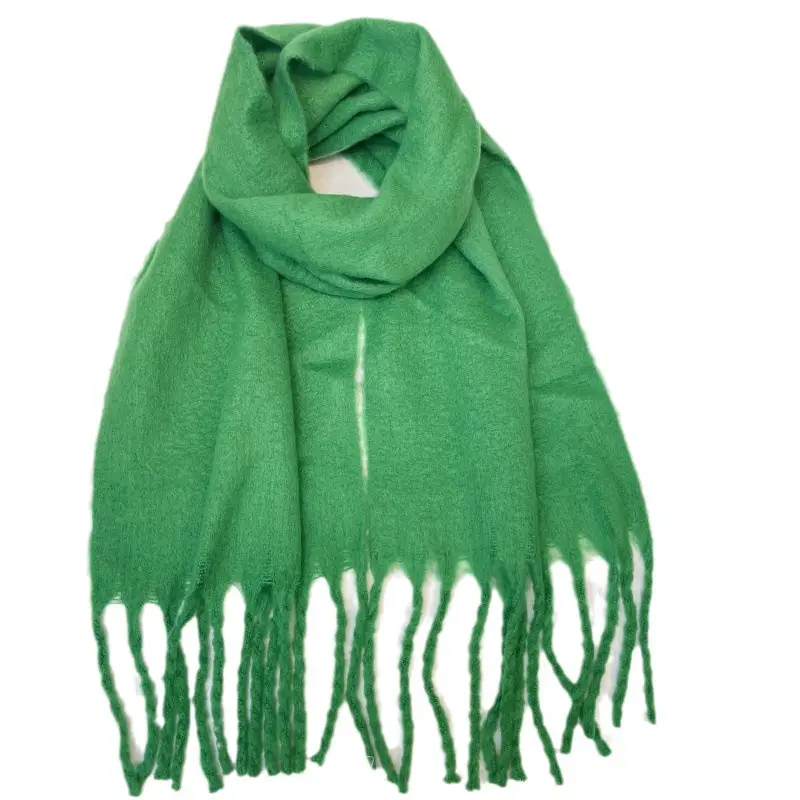 2025 Mohair Scarf Women Winter Tassel Blue - Image 15