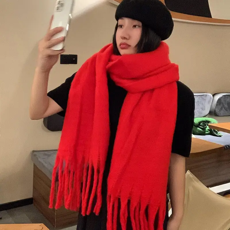2025 Mohair Scarf Women Winter Tassel Blue — feature 6