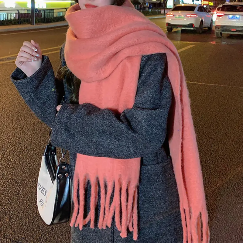 2025 Mohair Scarf Women Winter Tassel Blue - Image 11