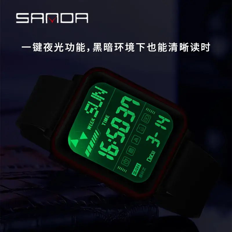 Sanda Digital Watch for Teens Waterproof Black