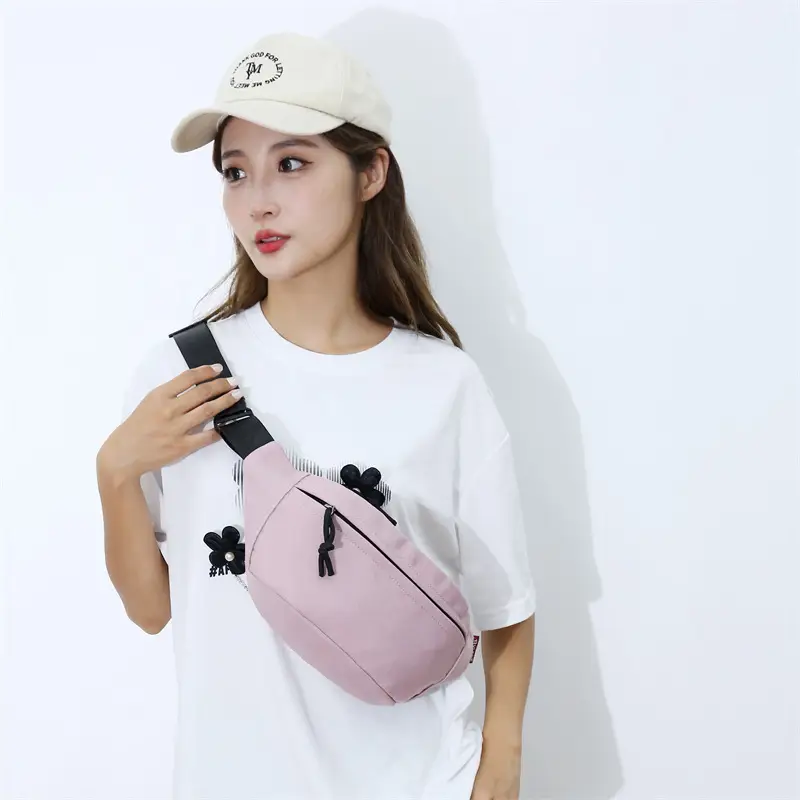 Korean Style Waist Bag for Women, Oxford Cloth, Light Green, Adjustable Strap - Image 6