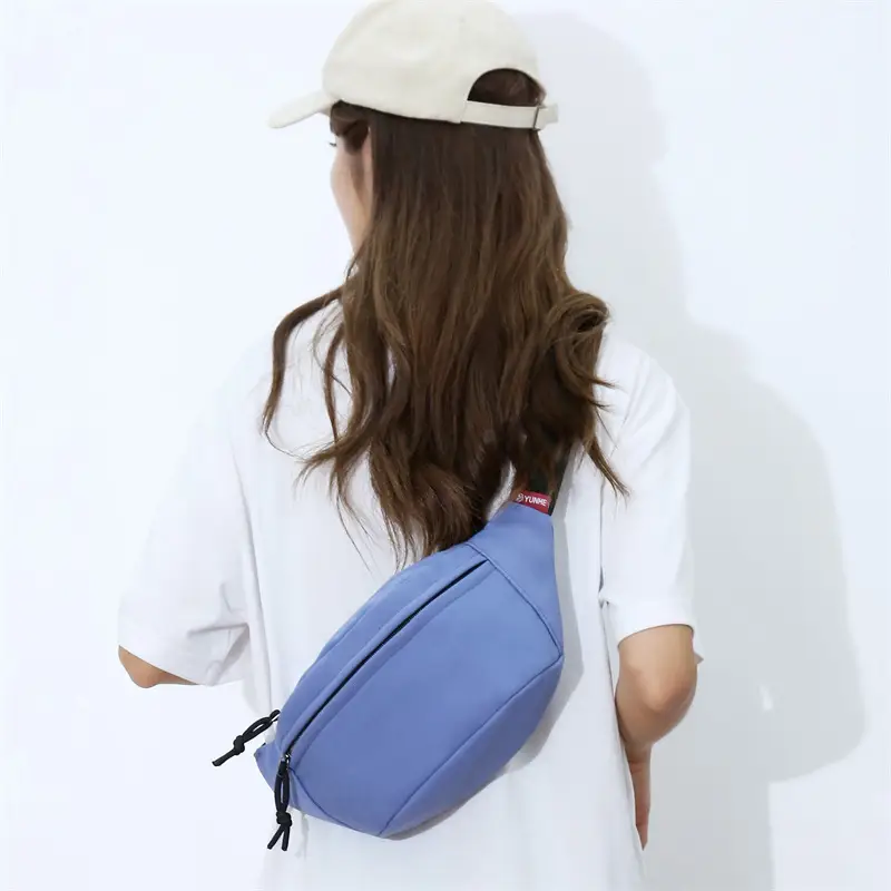Korean Style Waist Bag for Women, Oxford Cloth, Light Green, Adjustable Strap - Image 7