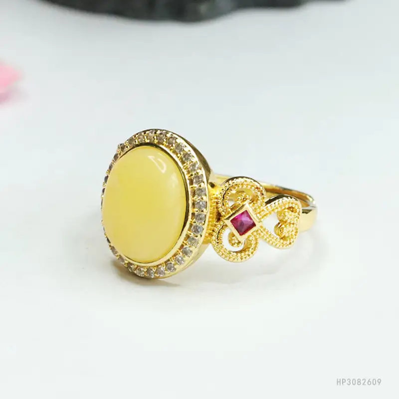 Yellow Honey Amber Ring for Women Vintage Design — feature 11