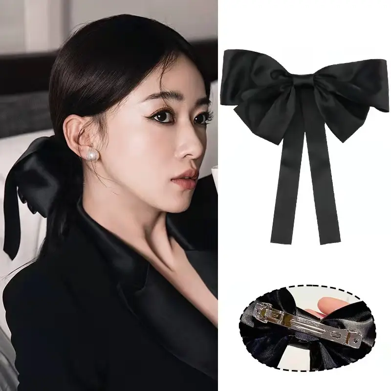Red Bow Headband for Women Spring Clip Hair Accessory - Image 3