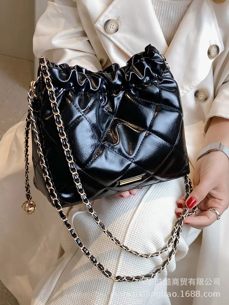 Nude Quilted Shoulder Bag with Chain Strap