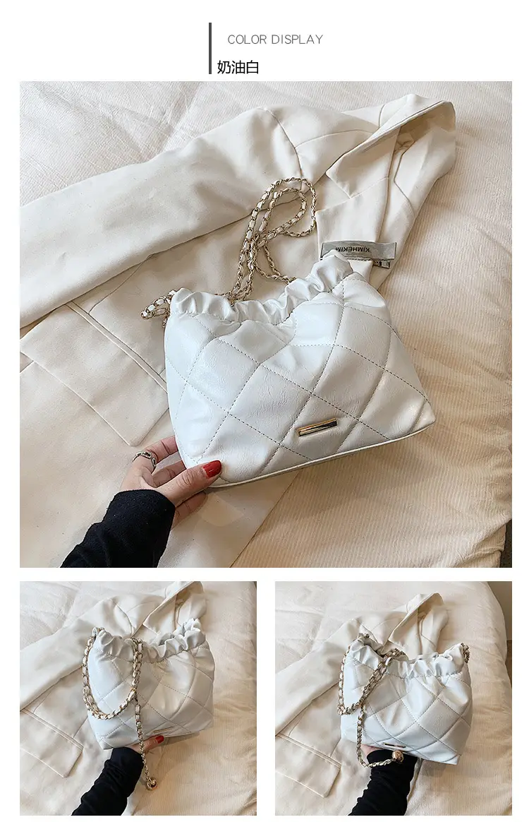 Nude Quilted Shoulder Bag with Chain Strap — feature 10