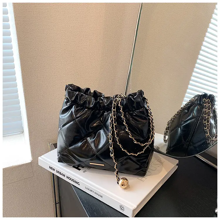 Nude Quilted Shoulder Bag with Chain Strap — feature 18