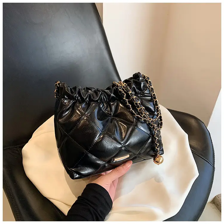 Nude Quilted Shoulder Bag with Chain Strap — feature 19