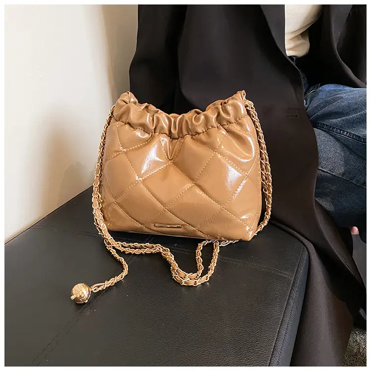 Nude Quilted Shoulder Bag with Chain Strap — feature 21