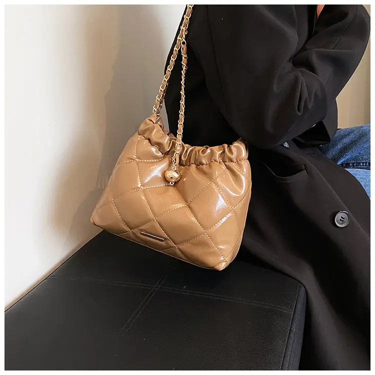 Nude Quilted Shoulder Bag with Chain Strap — feature 22