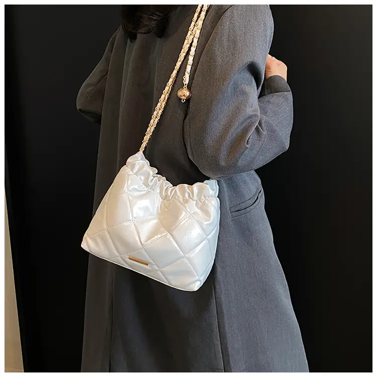 Nude Quilted Shoulder Bag with Chain Strap — feature 26