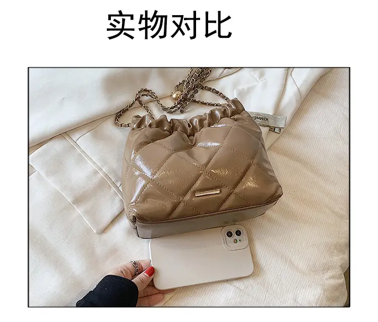 Nude Quilted Shoulder Bag with Chain Strap — feature 3