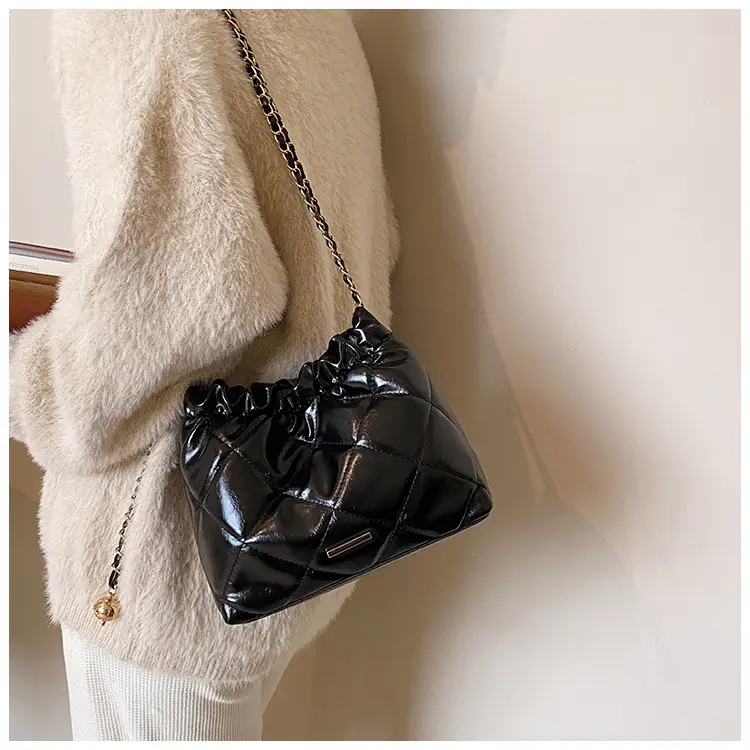 Nude Quilted Shoulder Bag with Chain Strap — feature 30