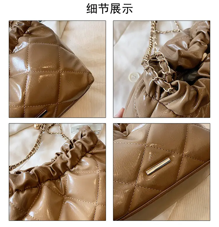 Nude Quilted Shoulder Bag with Chain Strap — feature 4