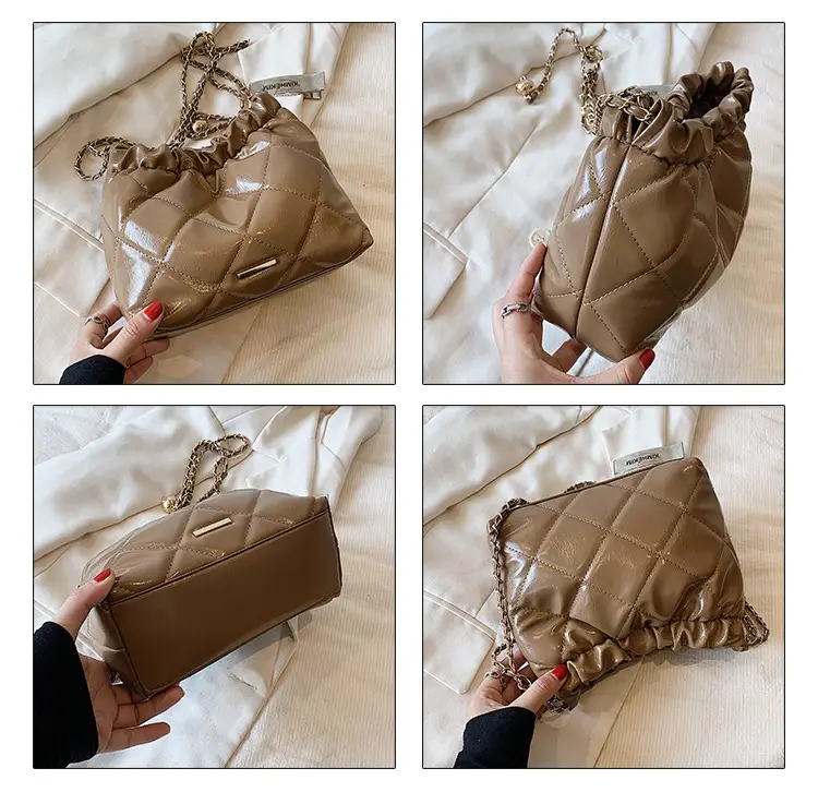 Nude Quilted Shoulder Bag with Chain Strap — feature 5