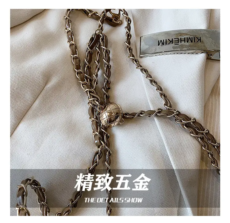 Nude Quilted Shoulder Bag with Chain Strap — feature 6