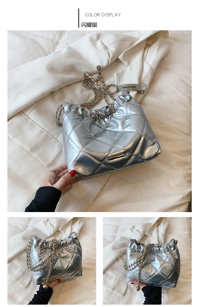 Nude Quilted Shoulder Bag with Chain Strap — feature 9