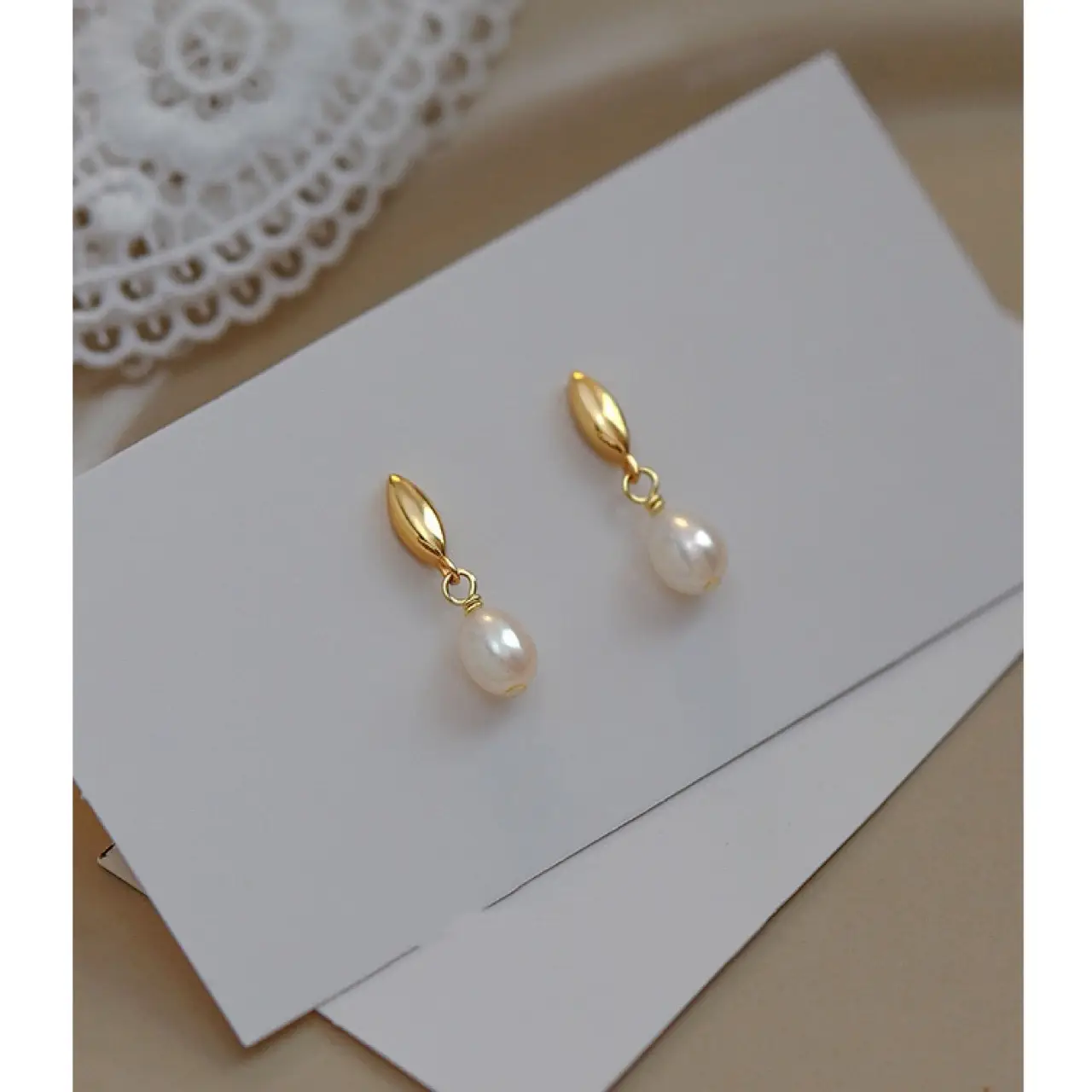 S925 Gold Pearl Earrings for Women - Image 2