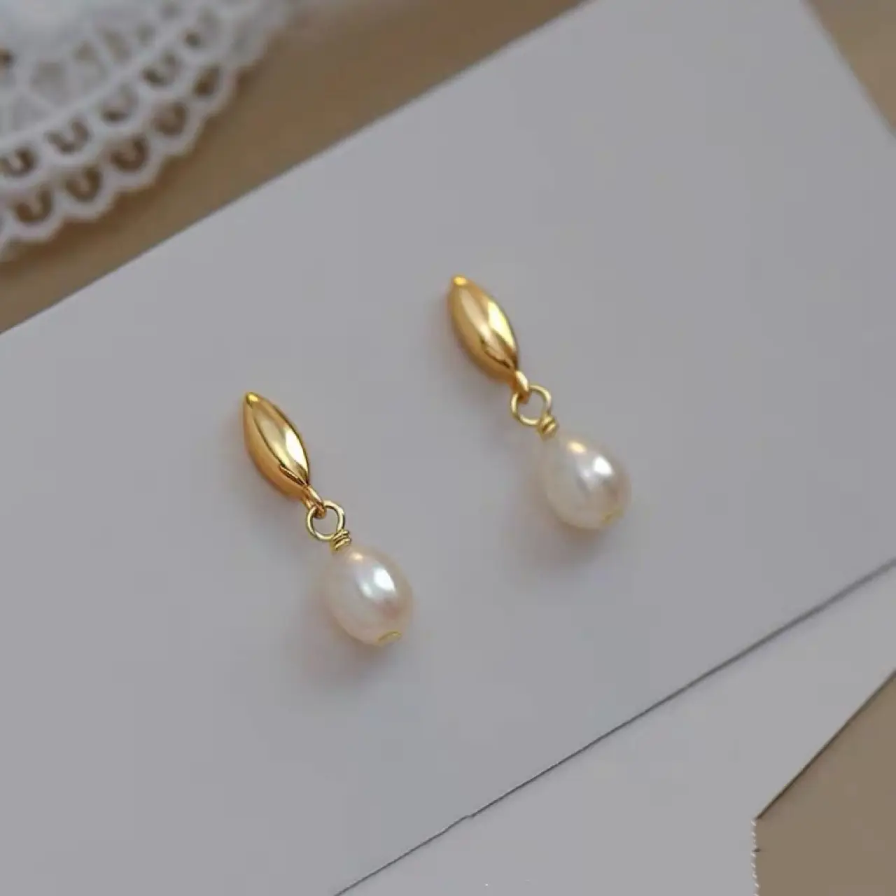 S925 Gold Pearl Earrings for Women - Image 3