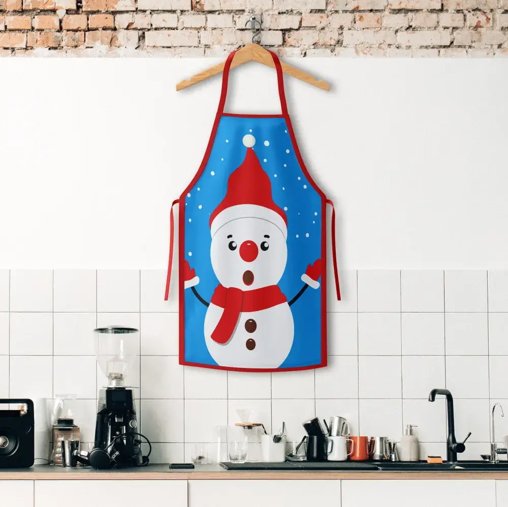 Christmas Grinch Santa Kitchen Apron Plaid Checkered - Image 7