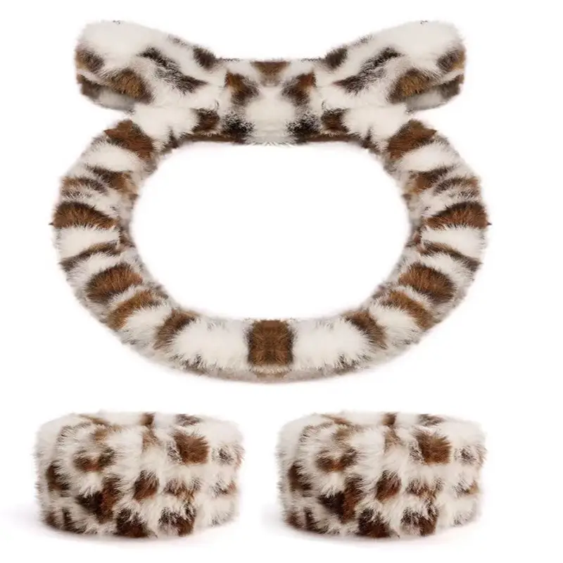 Plush Bear Ears Wrist Strap Face Wash Hair Band Set - Image 30
