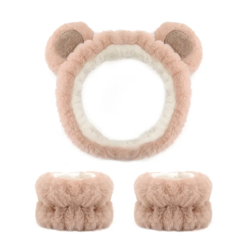 Plush Bear Ears Wrist Strap Face Wash Hair Band Set — feature 12