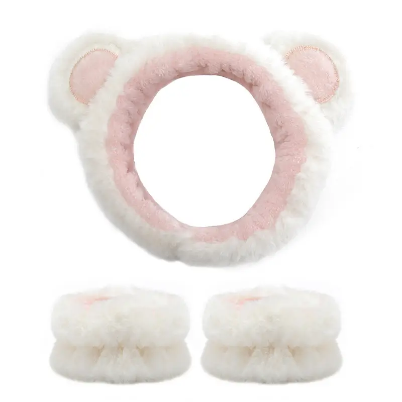 Plush Bear Ears Wrist Strap Face Wash Hair Band Set — feature 13