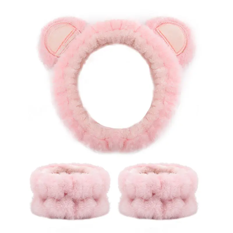 Plush Bear Ears Wrist Strap Face Wash Hair Band Set — feature 14