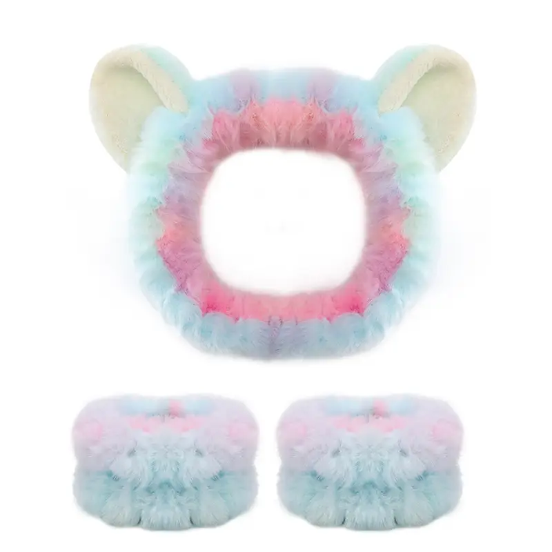 Plush Bear Ears Wrist Strap Face Wash Hair Band Set — feature 18