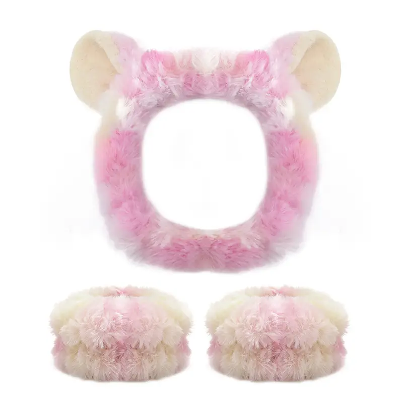 Plush Bear Ears Wrist Strap Face Wash Hair Band Set — feature 19