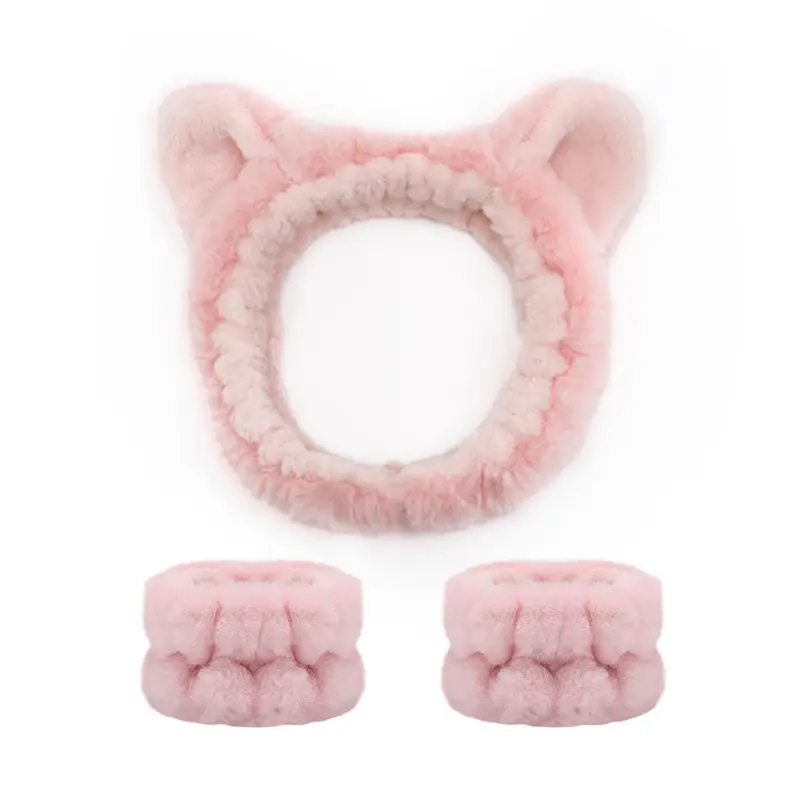 Plush Bear Ears Wrist Strap Face Wash Hair Band Set — feature 26