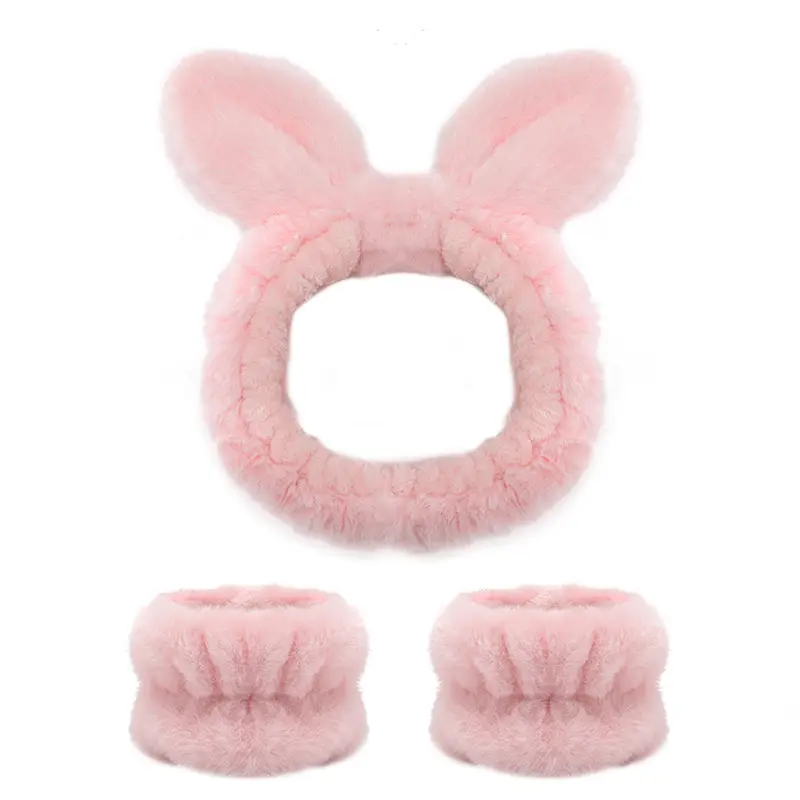 Plush Bear Ears Wrist Strap Face Wash Hair Band Set — feature 27