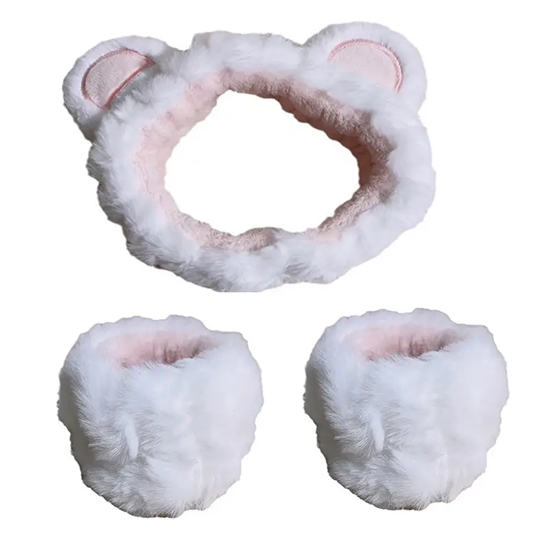 Plush Bear Ears Wrist Strap Face Wash Hair Band Set — feature 31