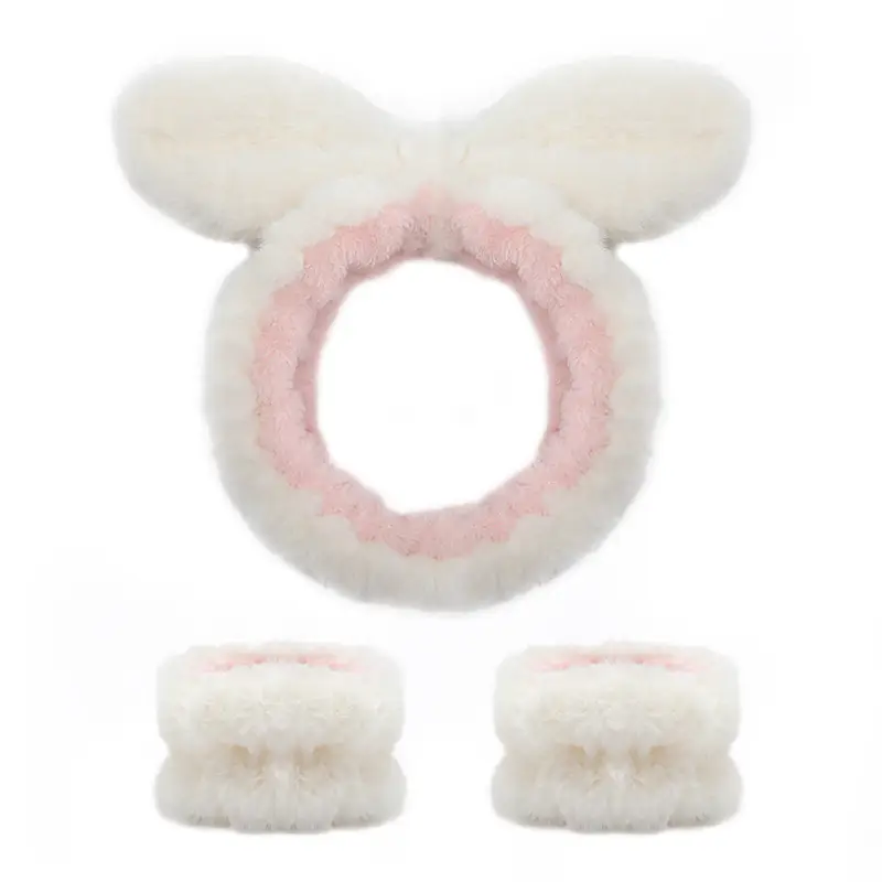 Plush Bear Ears Wrist Strap Face Wash Hair Band Set - Image 10