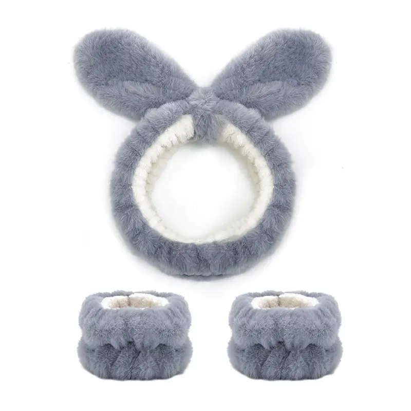 Plush Bear Ears Wrist Strap Face Wash Hair Band Set - Image 11
