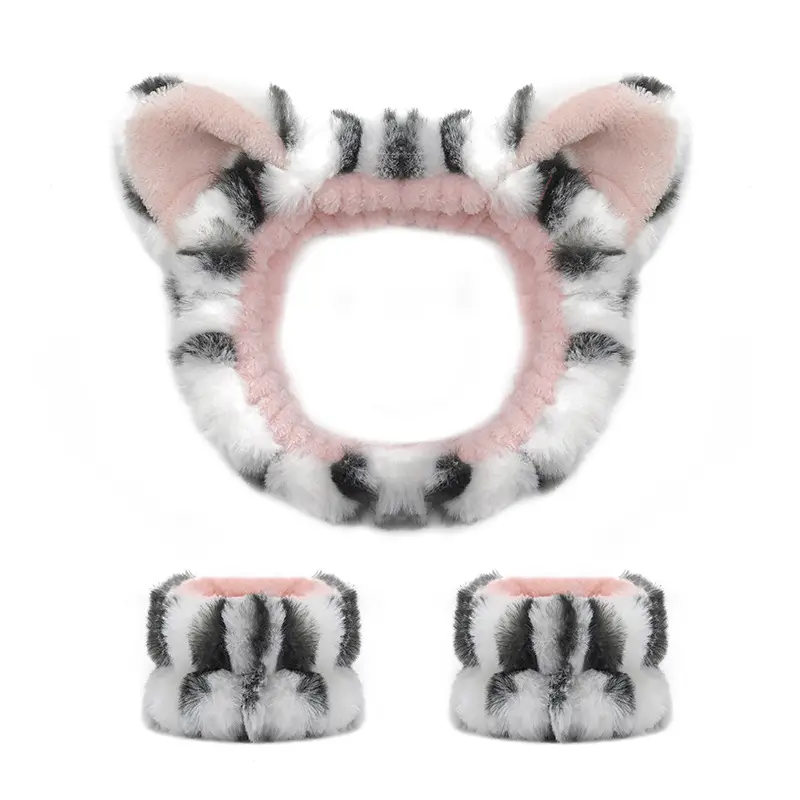 Plush Bear Ears Wrist Strap Face Wash Hair Band Set - Image 21