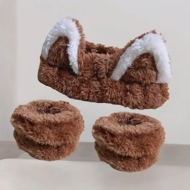 Plush Bear Ears Wrist Strap Face Wash Hair Band Set - Image 25