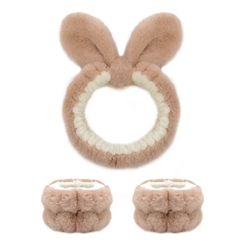Plush Bear Ears Wrist Strap Face Wash Hair Band Set - Image 8