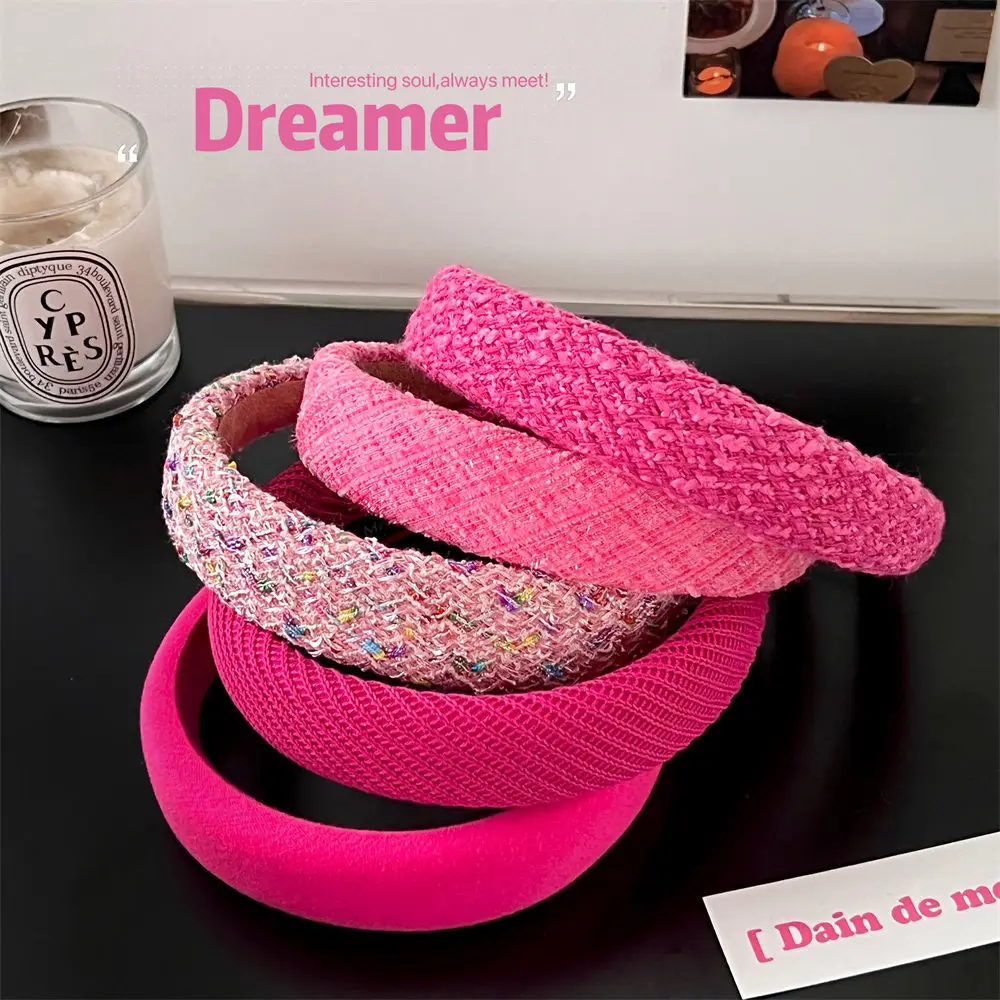 Rose Pink Sponge Wide Brim Headband for Girls - Image 6