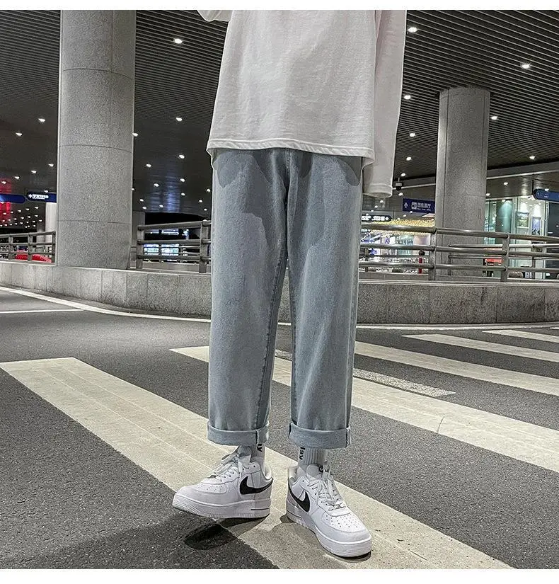 Men's Loose Straight Denim Jeans Elastic Waist Wide Leg — feature 13