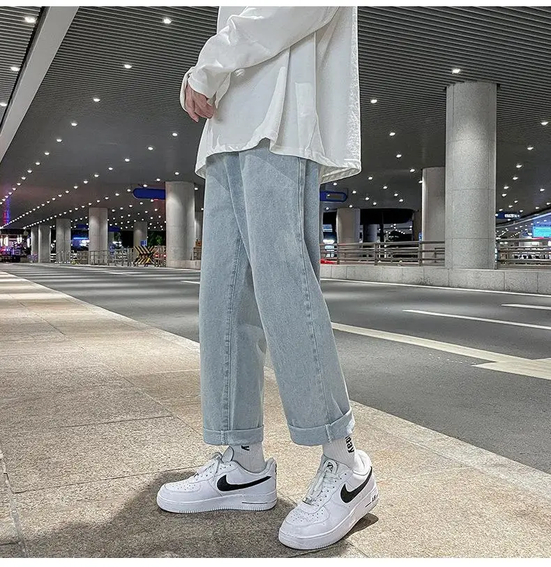 Men's Loose Straight Denim Jeans Elastic Waist Wide Leg — feature 14
