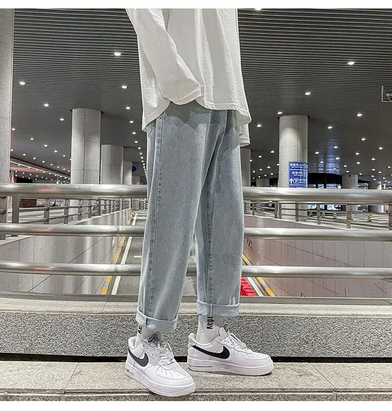 Men's Loose Straight Denim Jeans Elastic Waist Wide Leg — feature 15